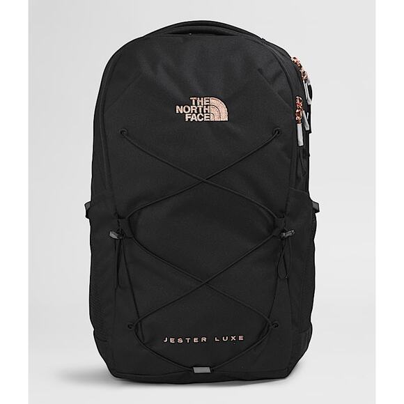 NWT The North Face Women's Jester Luxe Backpack TNF Black/Burnt Coral Metallic - Picture 1 of 7